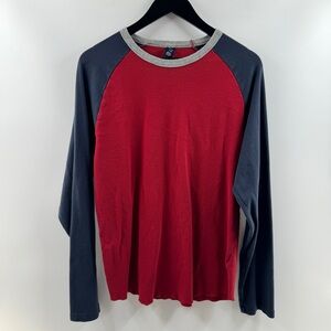 Gap Red & Navy Raglan Long Sleeve Shirt Men’s Size Large